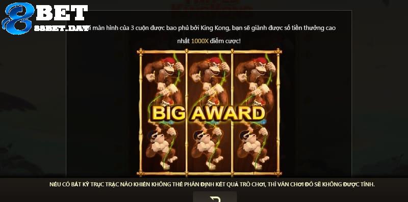 Triple King Kong 88bet – Chinh phục tiền thưởng trong tầm tay 7 Biểu tượng Wild mang đến giá trị tiền thưởng x1000